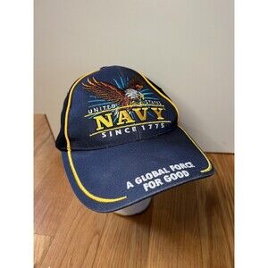 U.S. Navy Hat Cap Strap Back One Size Blue Eagle Embroidered Patriotic Mens